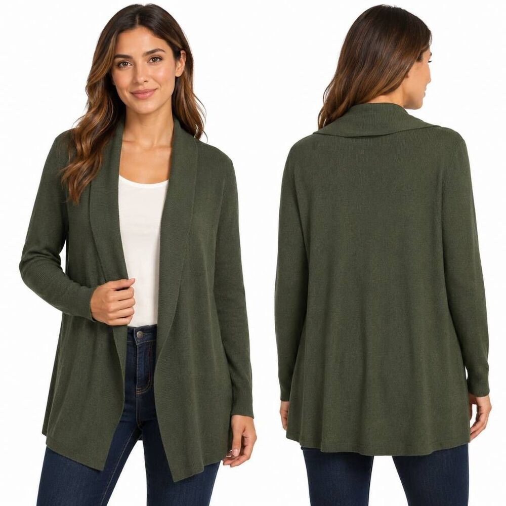 Gap XL Olive Green Open Front Long Cardigan Sweater